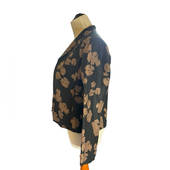 Papell Petites Women’s Black & Copper Floral Silk 2 Piece Jacket & Tank‎ Size 6P - Picture 3 of 12